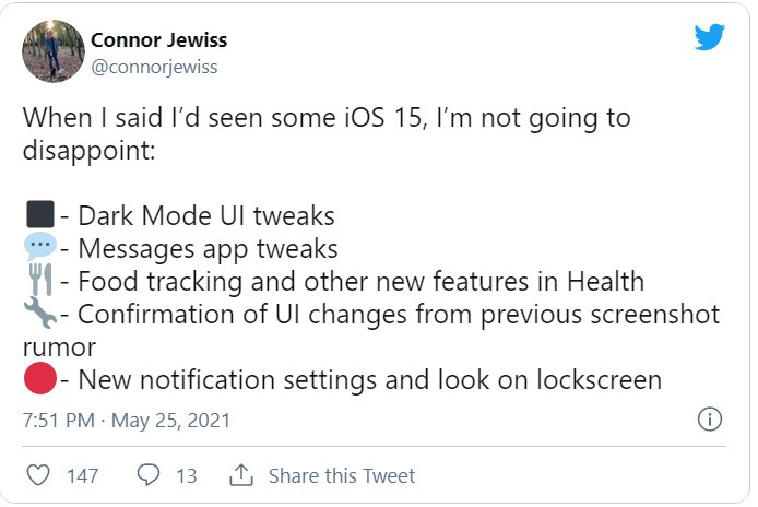 iOS 15 ϣʳ׷ٹܡ UI 