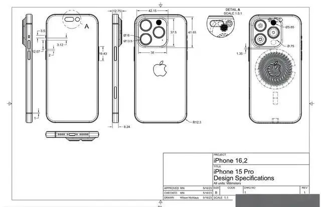 iPhone 15 Proԭͼʾµ  ťUSB-C ˿ں͸ı߿