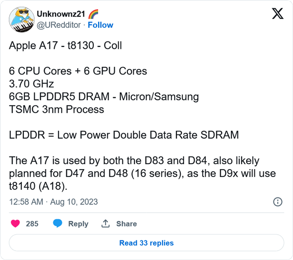 3nm밲׿ӪA17ع⣺GPU6 ƻ15û8Gڴ