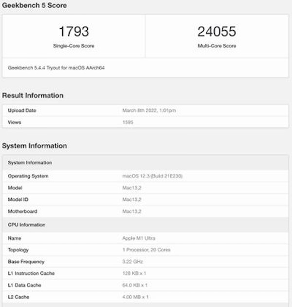 ƻM1 UltraܷGeekbench28ӢضMac Proǿ56%