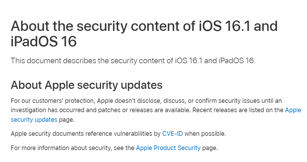 ƻ iOS 16.1/ iPadOS 16.1 ʽ޲ 0 day ©