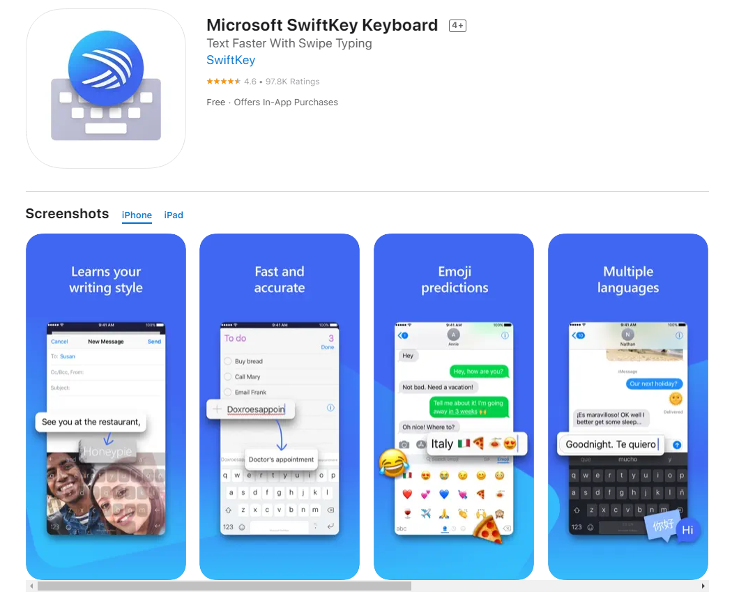 ΢޸ SwiftKey 뷨 iOS ¼ Microsoft ʻ