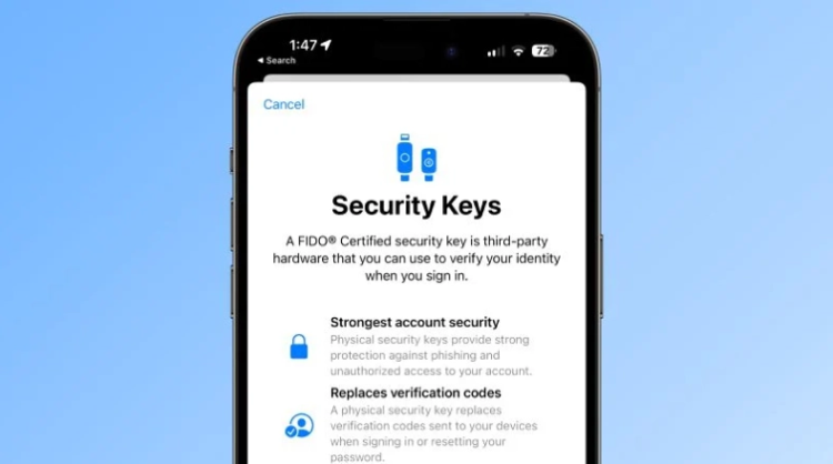 蘋果 iOS/iPadOS 16.3 Beta 發布：引入對 Apple ID 物理安全密鑰的支持