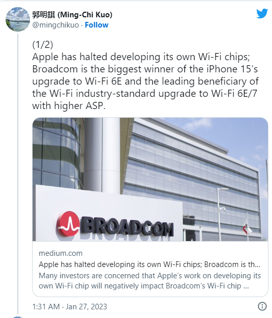 Zƻͣ Wi-Fi оƬiPhone 15 / Pro ϵвòͨ Wi-Fi 6E