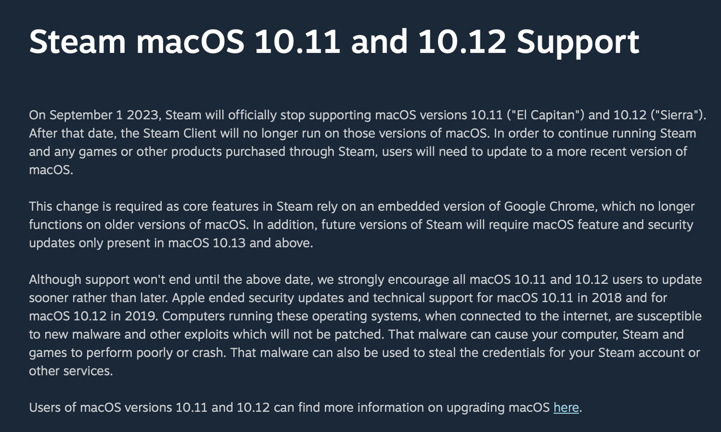 Steam  9 ֹ֧ͣƻ macOS 10.11 / 10.12 汾