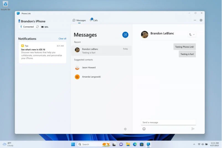 ΢ Win11 Phone Link Ӧʽ֧ƻ iMessageһЩ