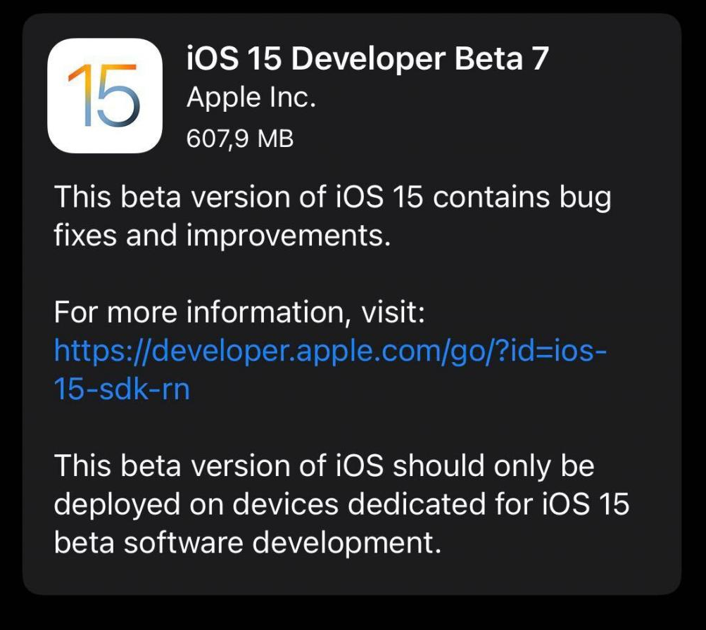 iOS15 beta 7½鼰
