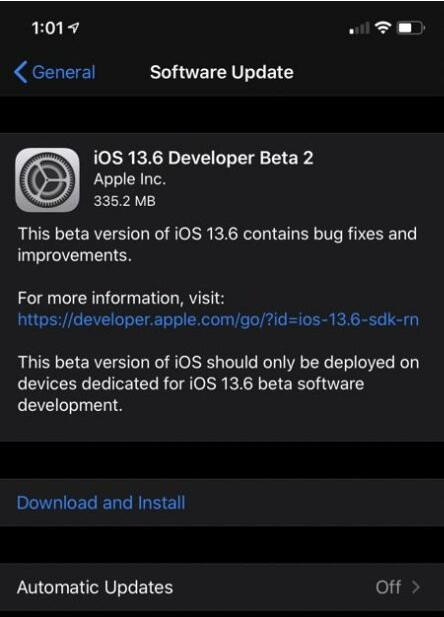 iOS 13.6 Beta 2ݼ