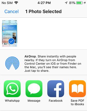  iPhone ʹ AirDrop ӦóĻͼ