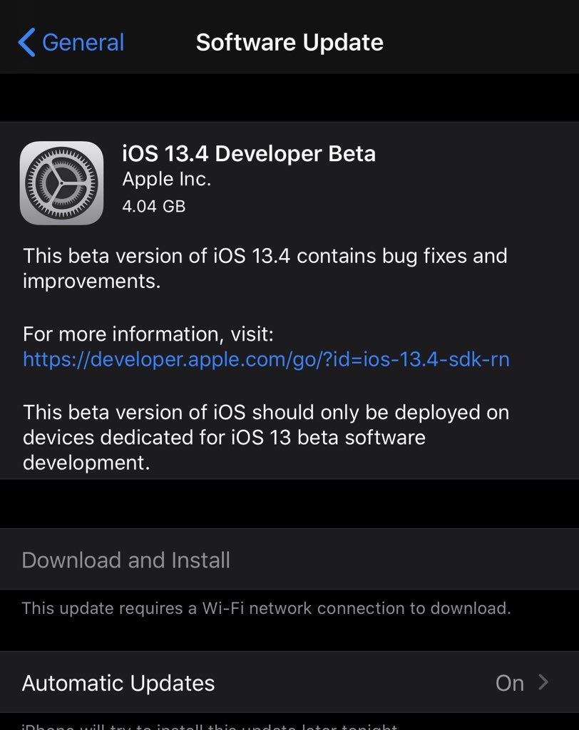 iOS 13.4 beta 1 ʲôֵ