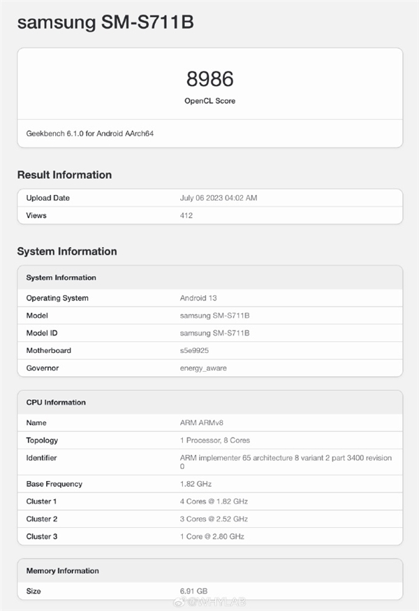 Galaxy S23 FEع⣡Geekbenchָܷߴ8986