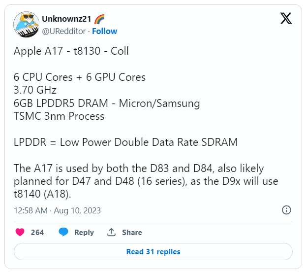 Ϣƻ iPhone 15 Pro  A17 оƬ䱸 6  GPU ģ 6GB RAM