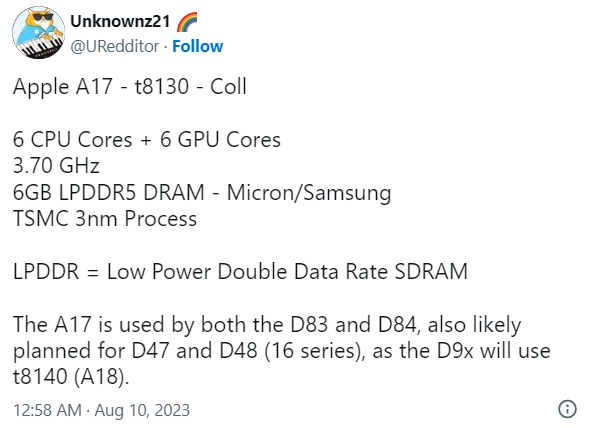 Ϣƻ iPhone 15 Pro  A17 оƬ䱸 6  CPU  6  GPU