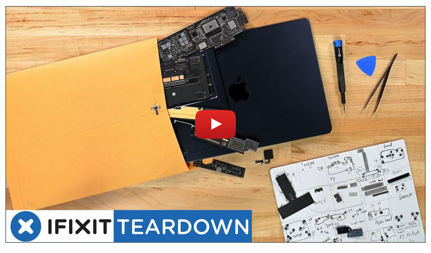 iFixit拆解M2 MacBook Air：竟然配有加速度传感器