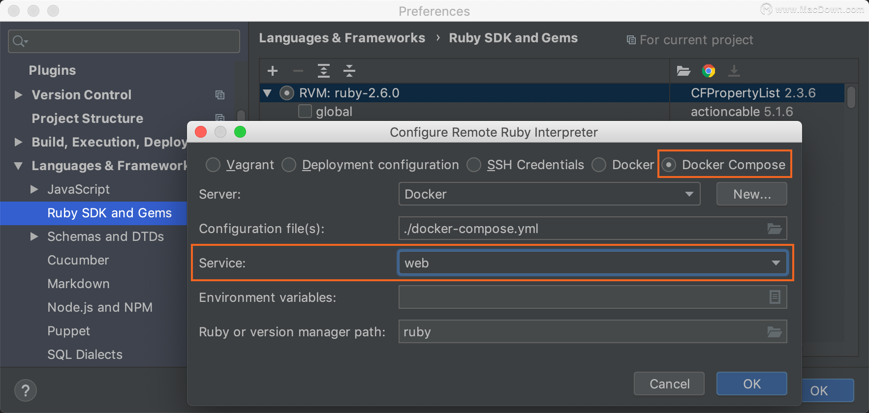 ʹRubyMineеDocker / Docker Compose?