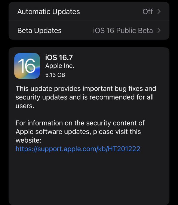 ƻ iOS 16.7/iPadOS 16.7 RC 