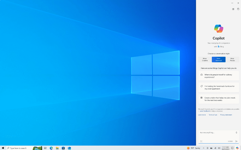 微软推出Windows 10版本22H2最新预览更新，引入Copilot功能