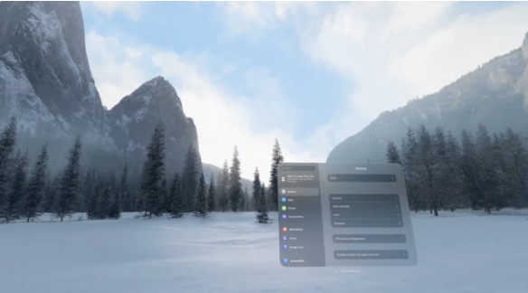 苹果Vision Pro头显呈现深冬Yosemite美景，沉浸感十足