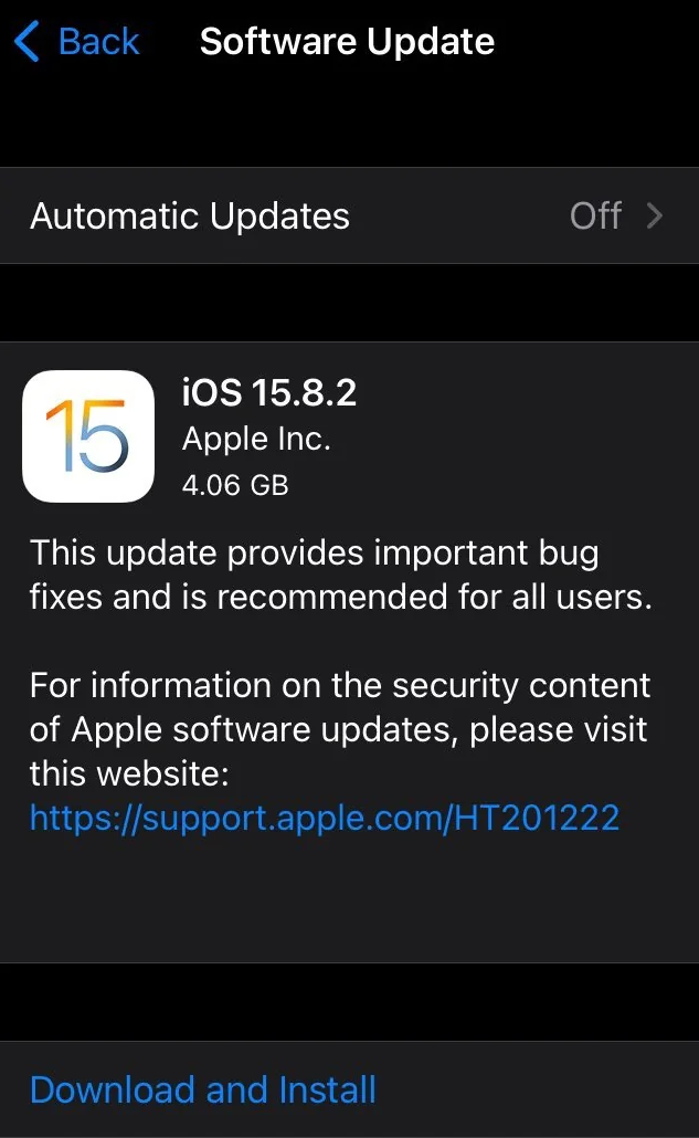 ƻ iOS 15.8.2 ʽ