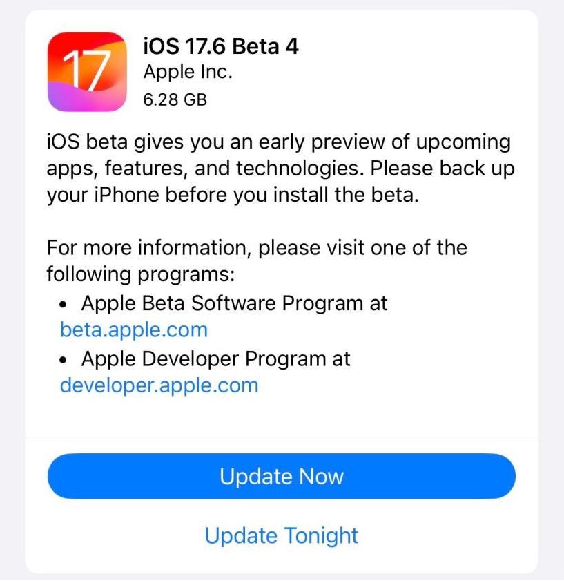 ƻ iOS / iPadOS 17.6 Ԥ Beta 4 